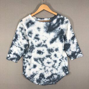 SO Lounge Life Tee Shirt Women’s XS Blue White Tie Dye Popover Top 3/4 Sleeve